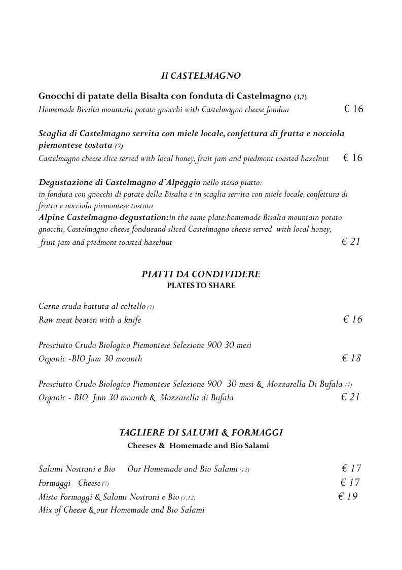 Menu di Osteria Borgo Vecchio 