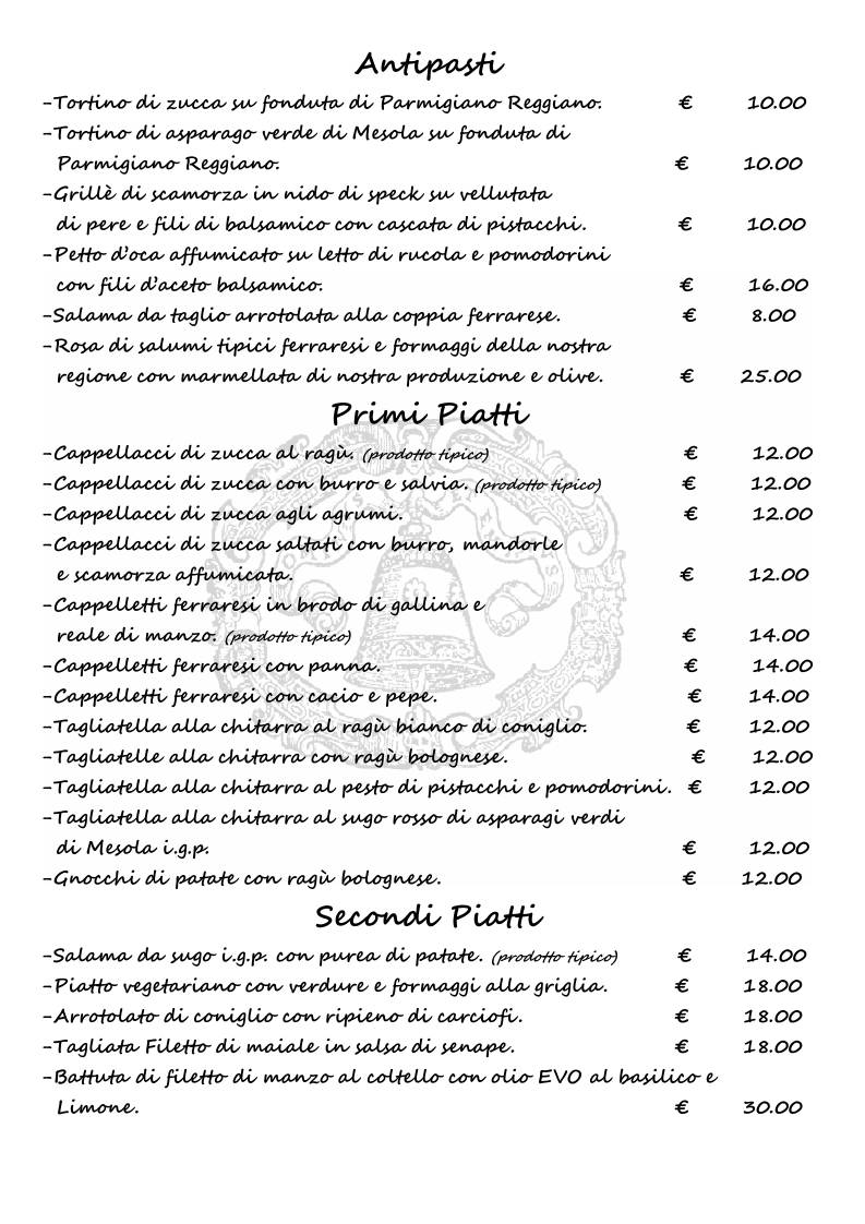 Menu di Osteria Della Campana 