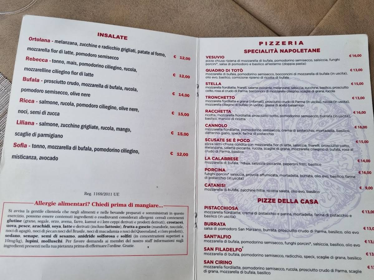 Menu di Osteria I Saponari 