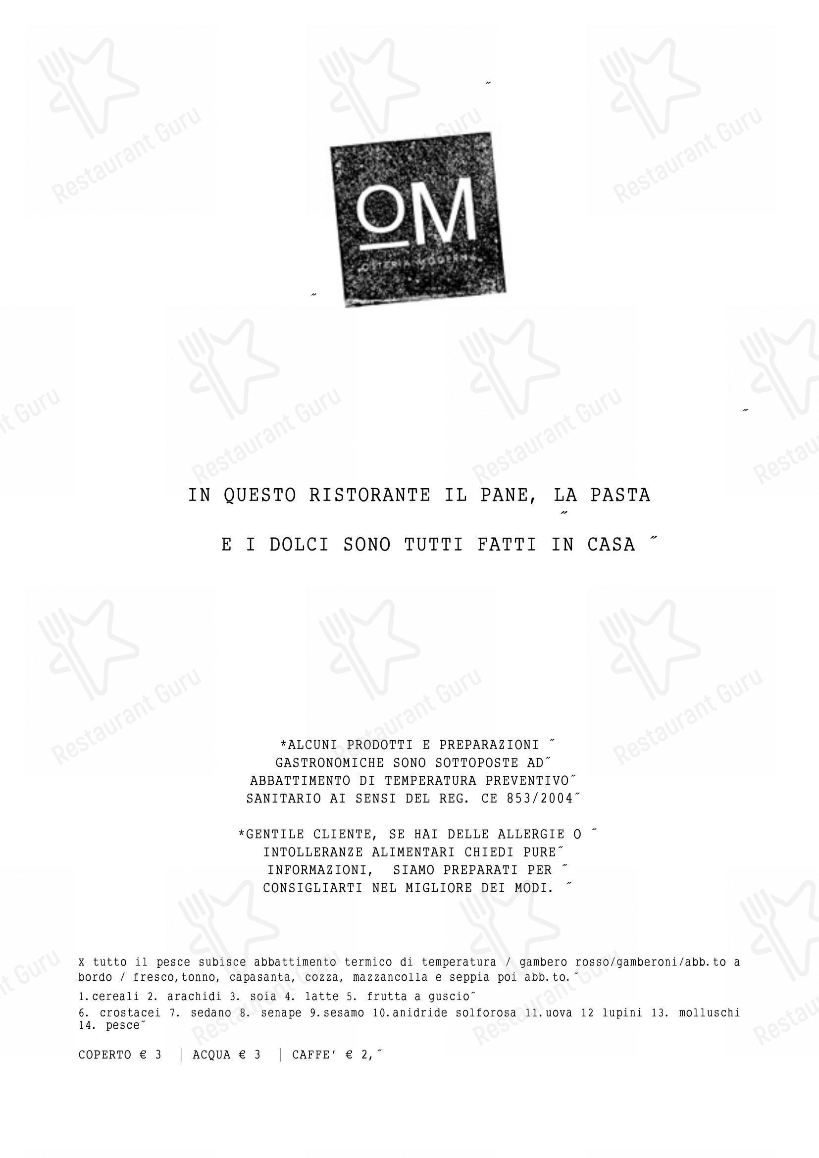 Menu di Osteria Moderna - Menu