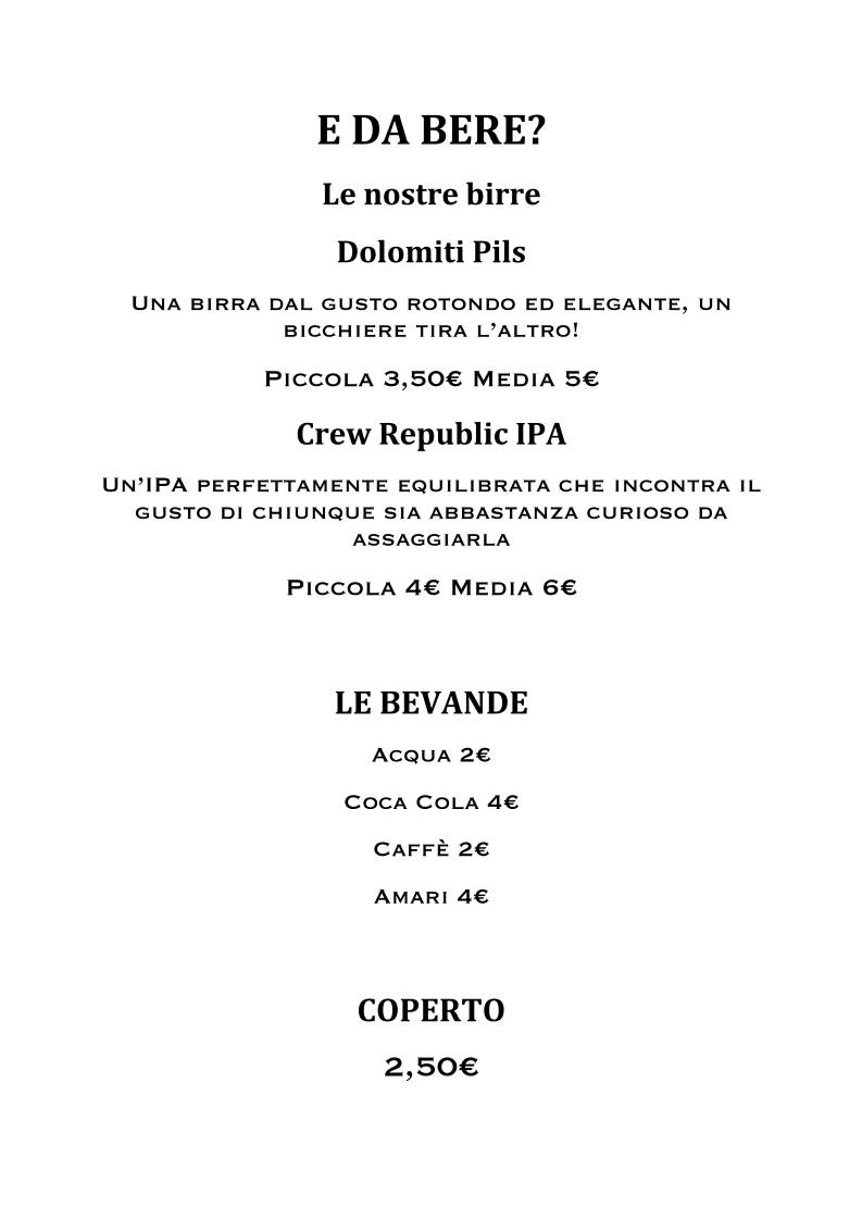 Menu di Osteria al Castello 