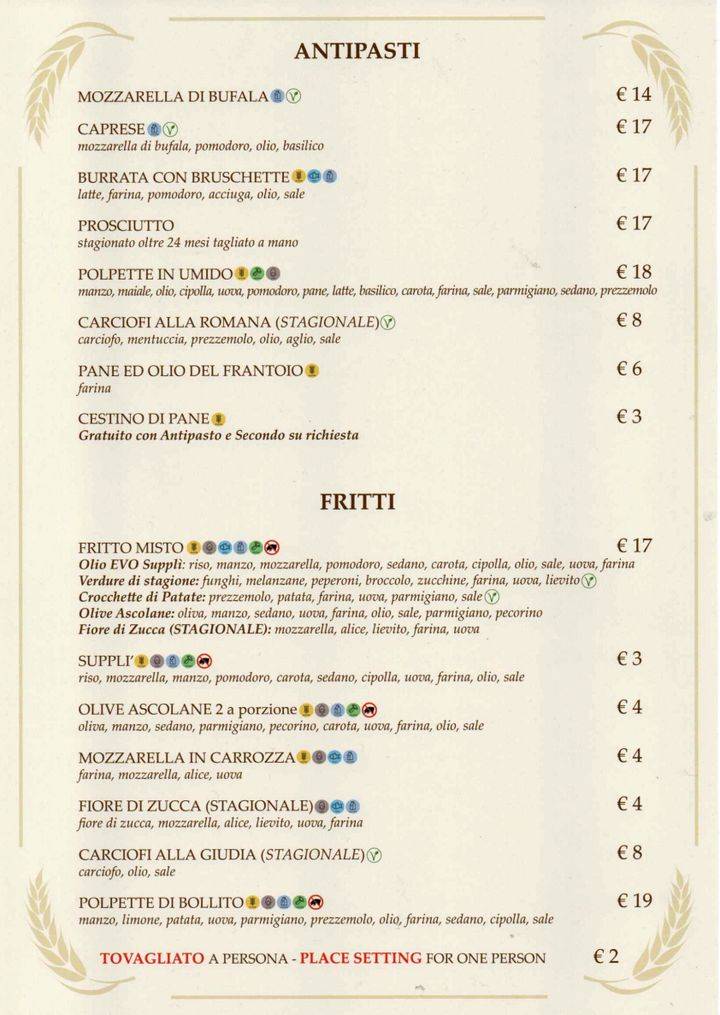 Menu di Osteria da Fortunata - Pellegrino 