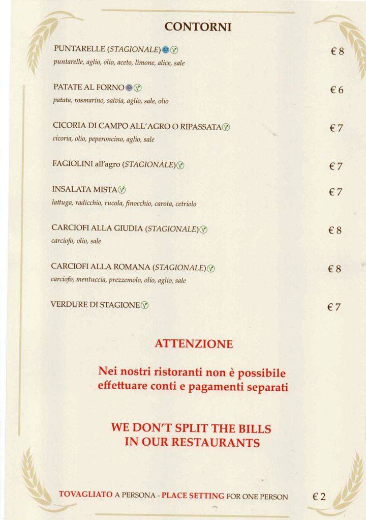 Menu di Osteria da Fortunata - Pellegrino 