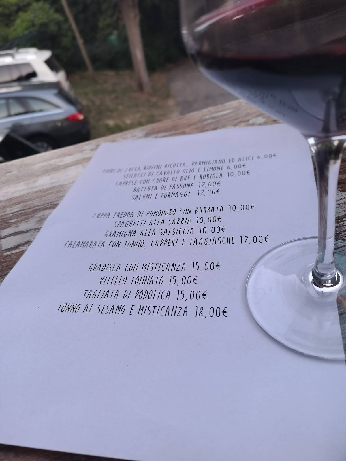 Menu di Osteria della Vigna 