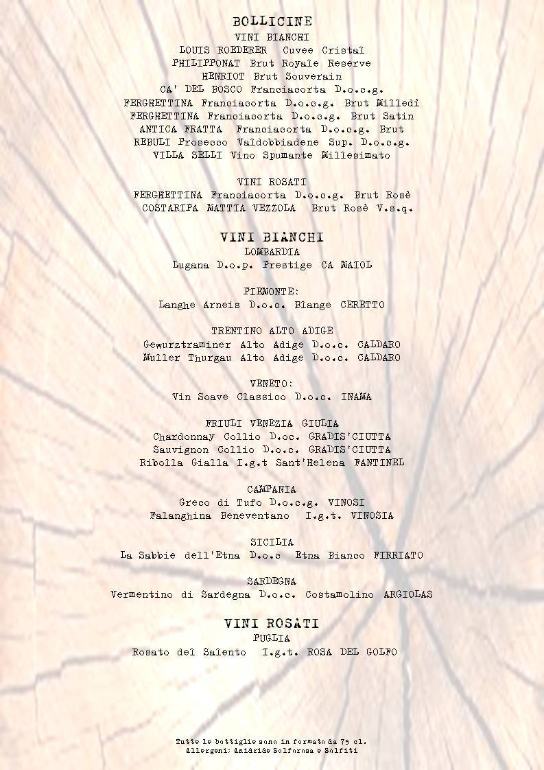 Menu di CHALET 