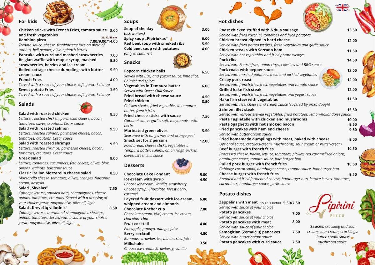 Menu de PIPIRINI PIZZA