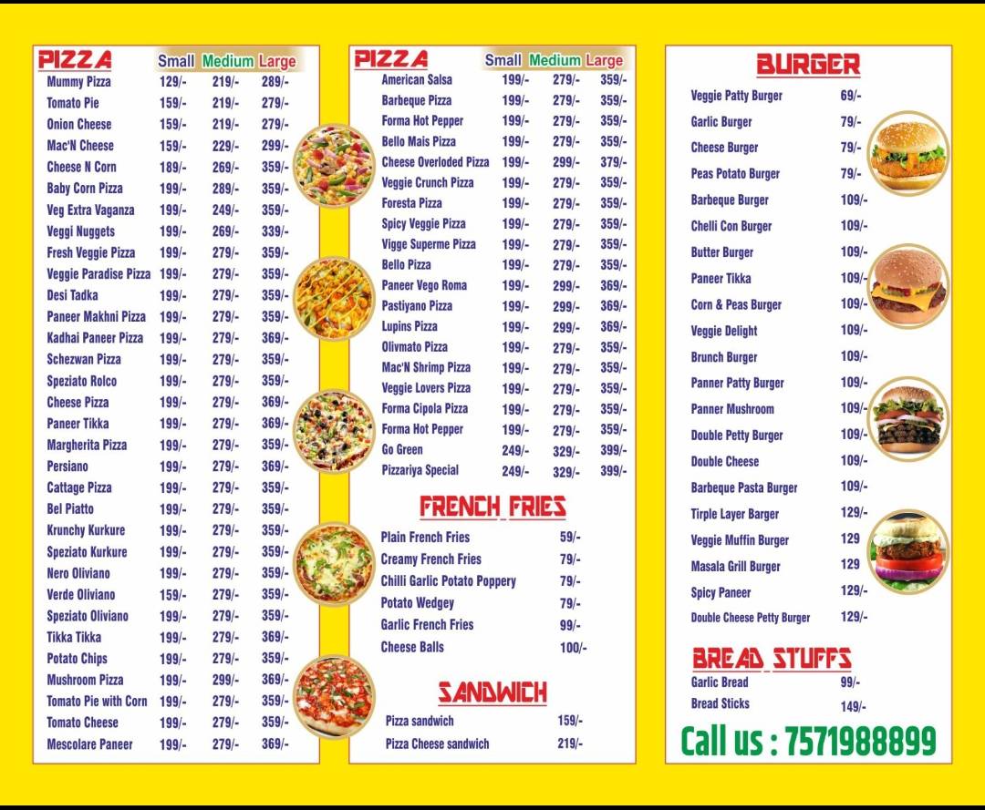PIZZARIYA menu