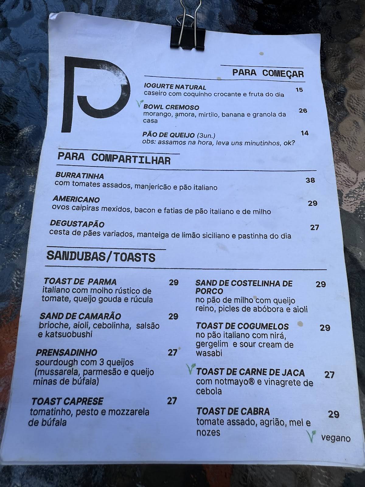 Padó - Padaria Artesanal cardápio