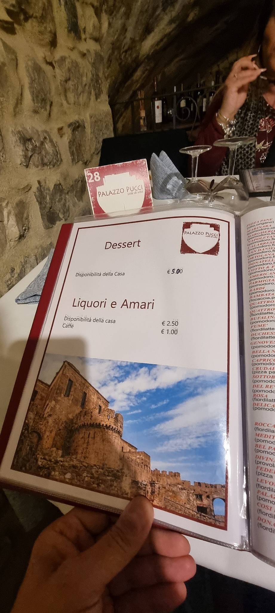 Menu di Palazzo Pucci 