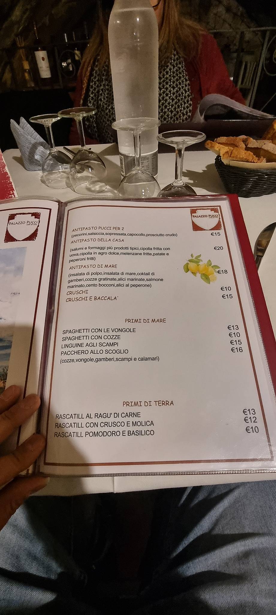 Menu di Palazzo Pucci 