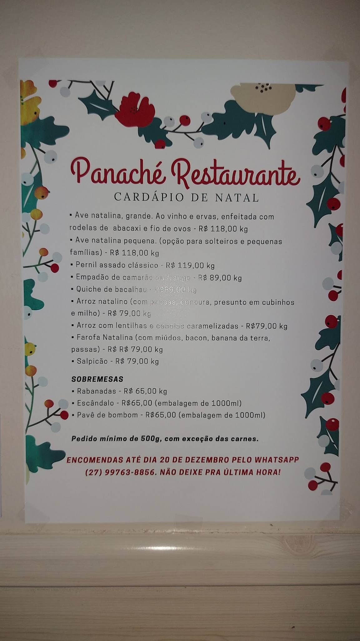Panaché Restaurante cardápio