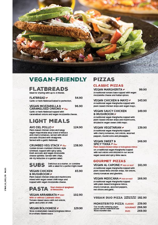 Menu At Panarottis Wonderpark Restaurant Pretoria Shop 324 325