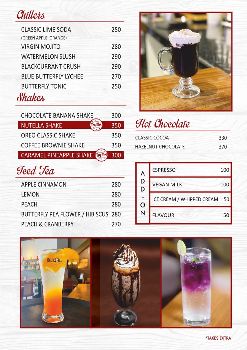 KALI COFFEE menu