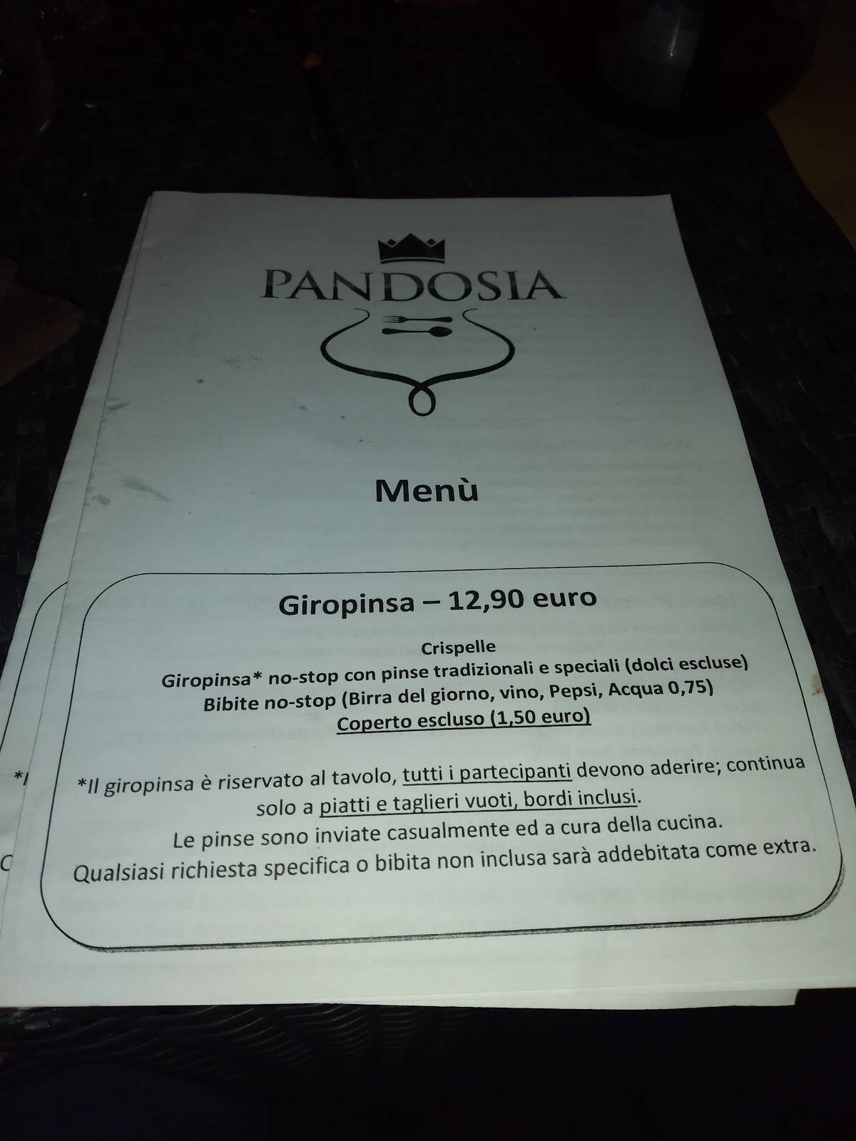Menu di Pandosia - Ristorante,Pizzeria, Braceria, Stuzzicheria 
