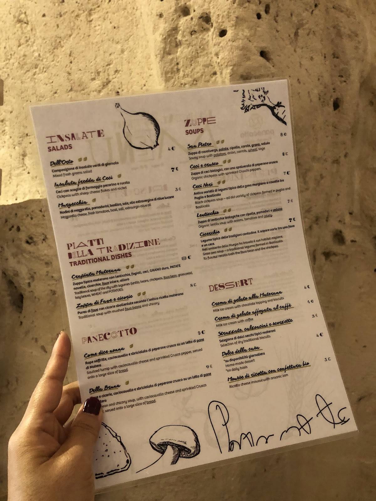 Menu di Panecotto 
