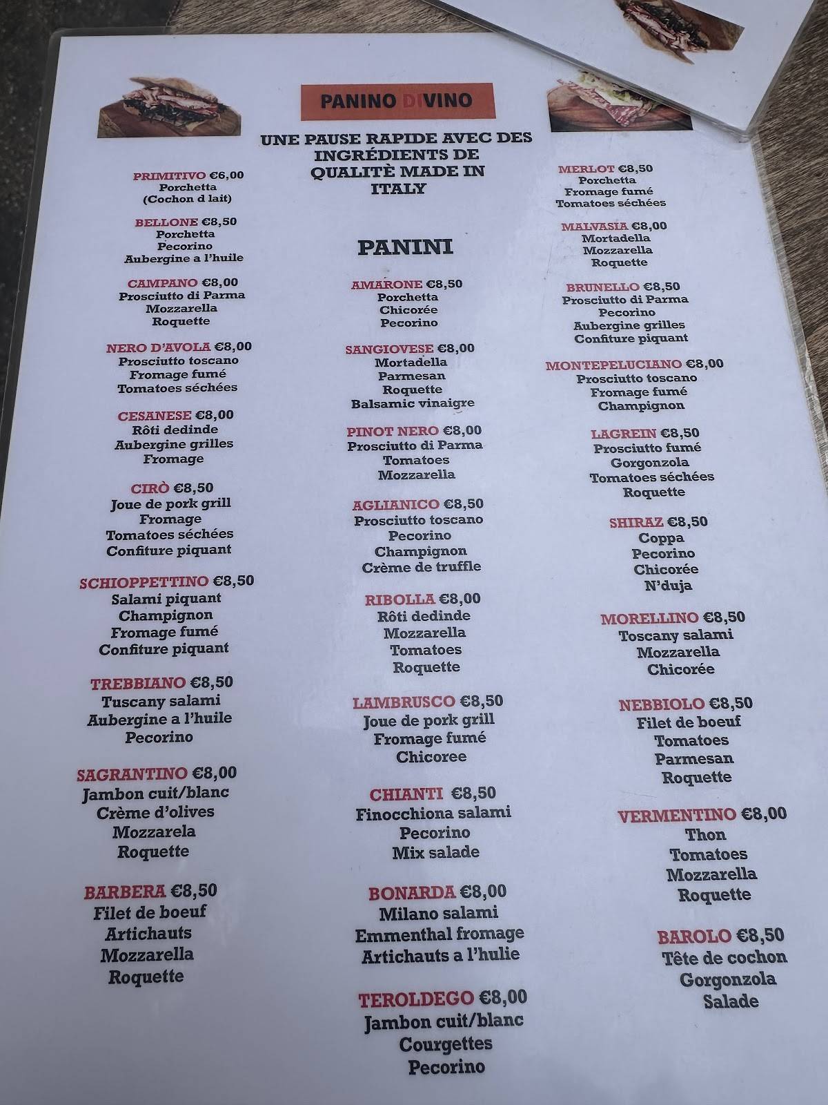 Menu di Panino Divino 