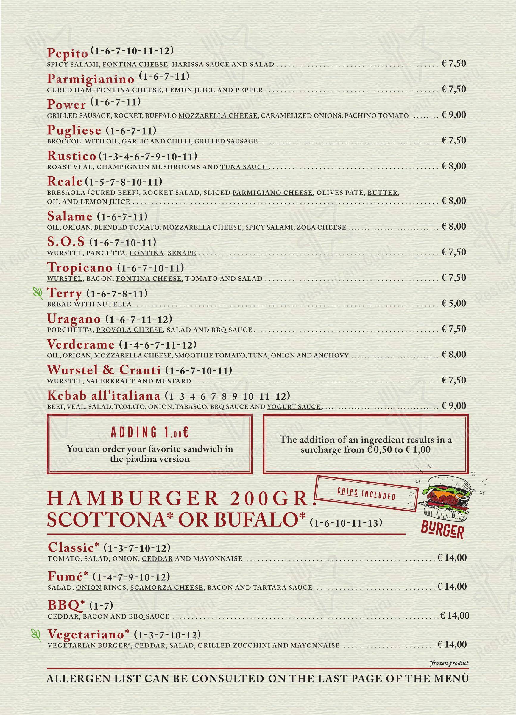 Menu bar per Paninoteca Ermete di Greco caffè s.r.l. in Lecco