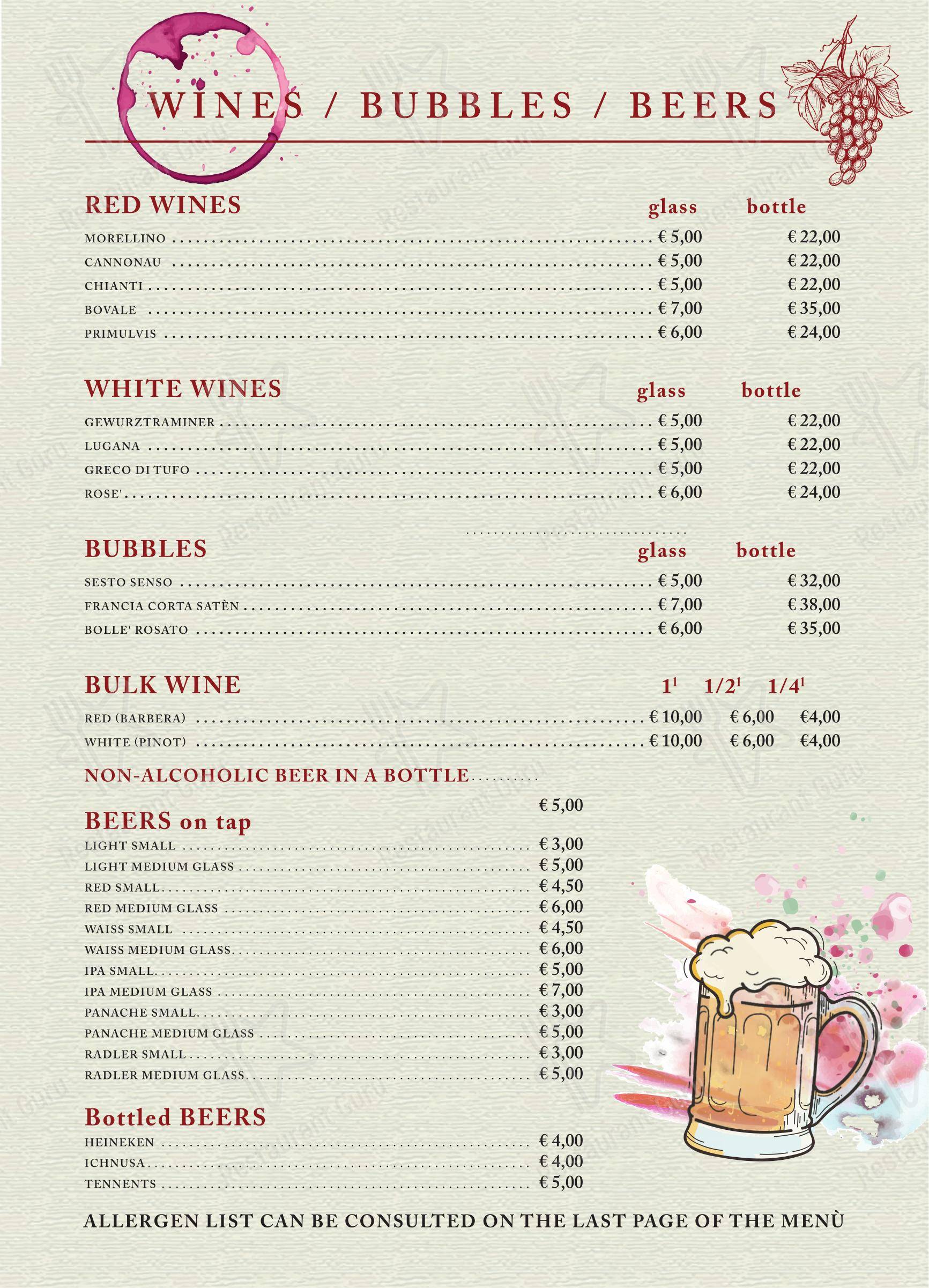 Menu bar per Paninoteca Ermete di Greco caffè s.r.l. caffè bar
