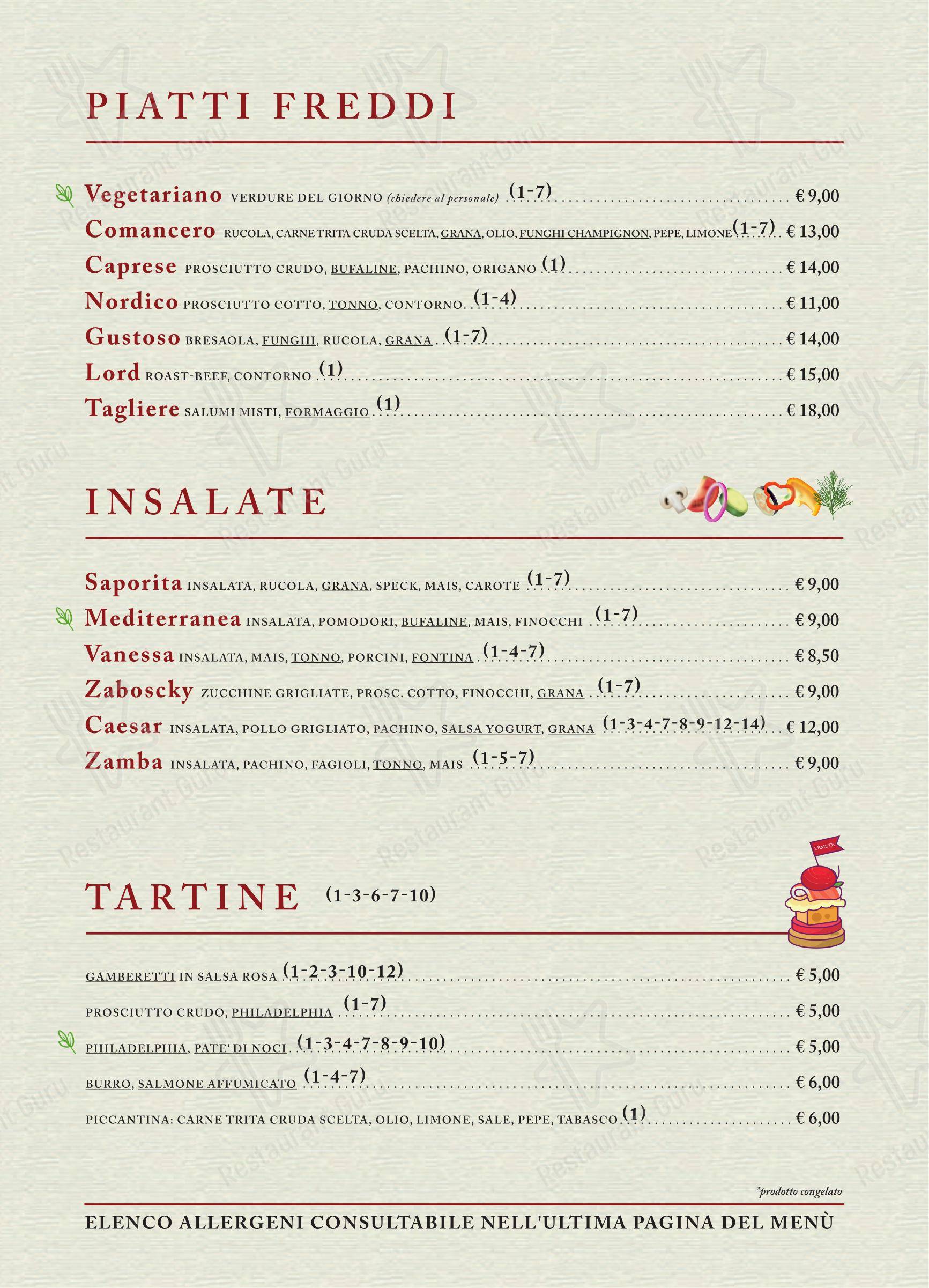 Paninoteca Ermete di Greco caffè s.r.l. in Lecco - Menu