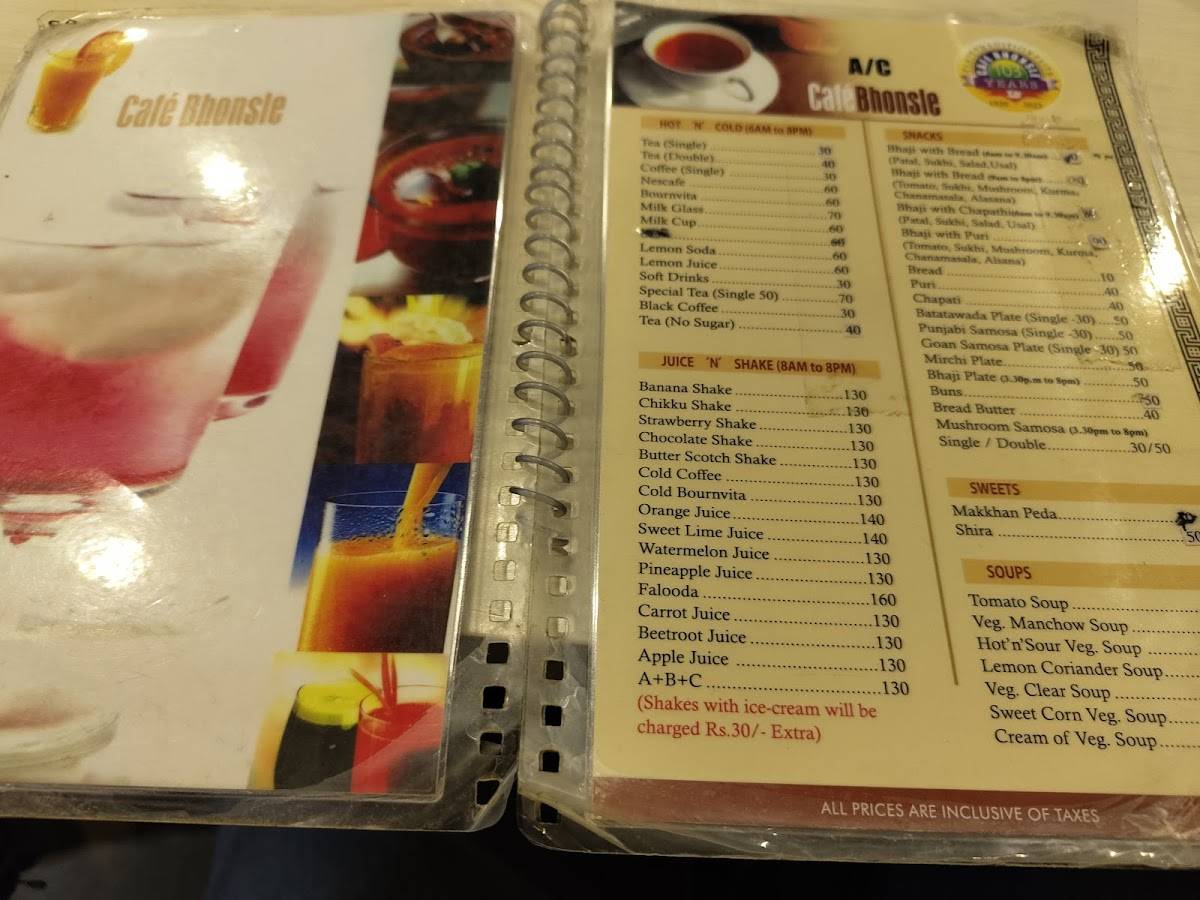 Cafe Bhonsle - Panjim menu