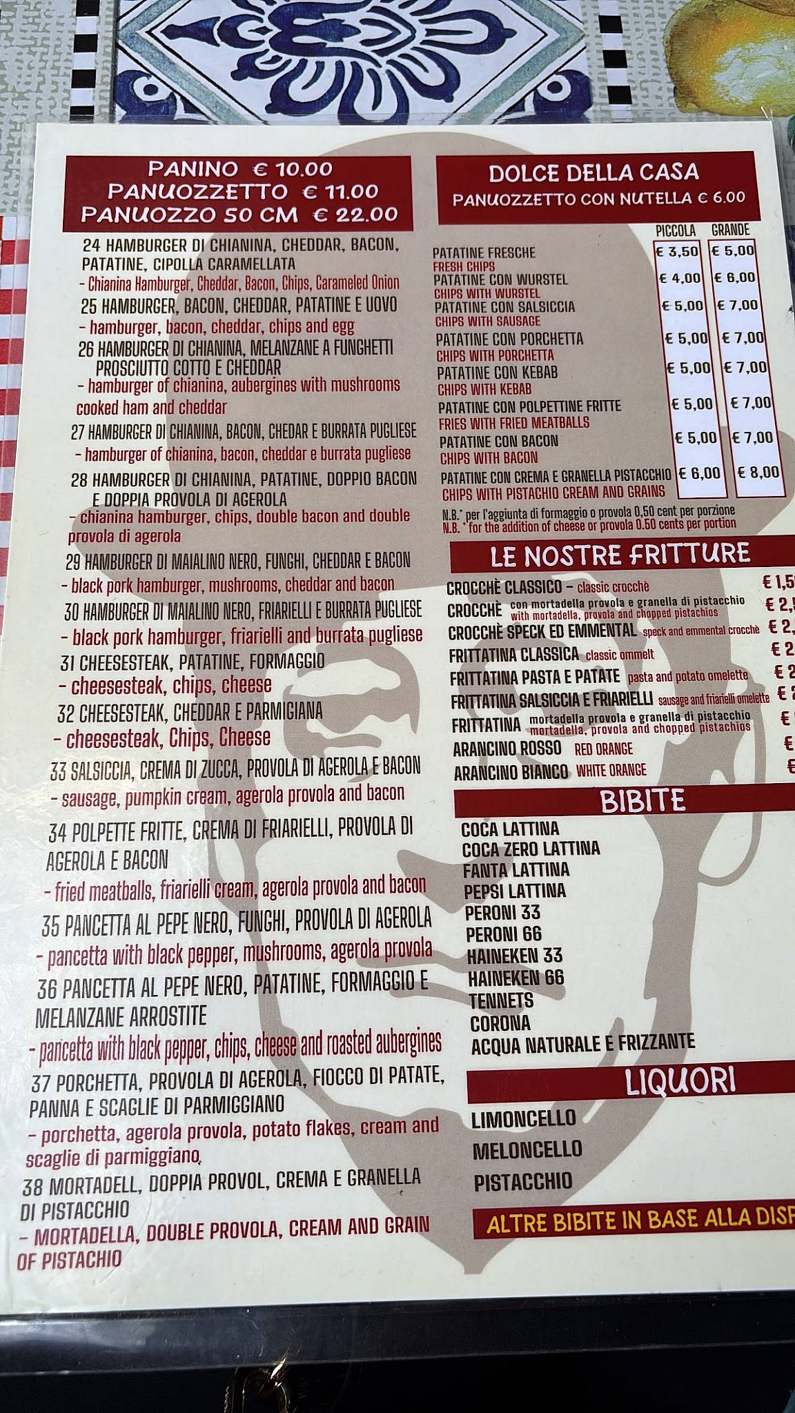 Menu de Panuozz'e'