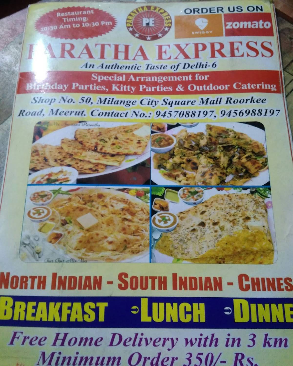 Paratha express menu
