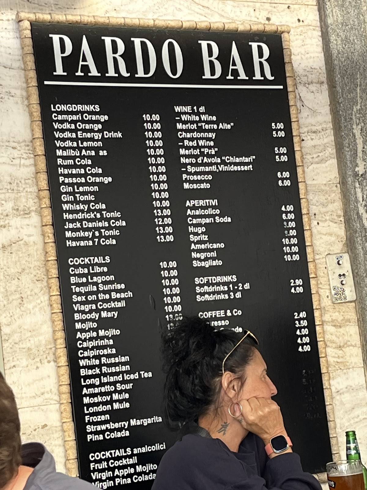 Menu di Pardo Bar 