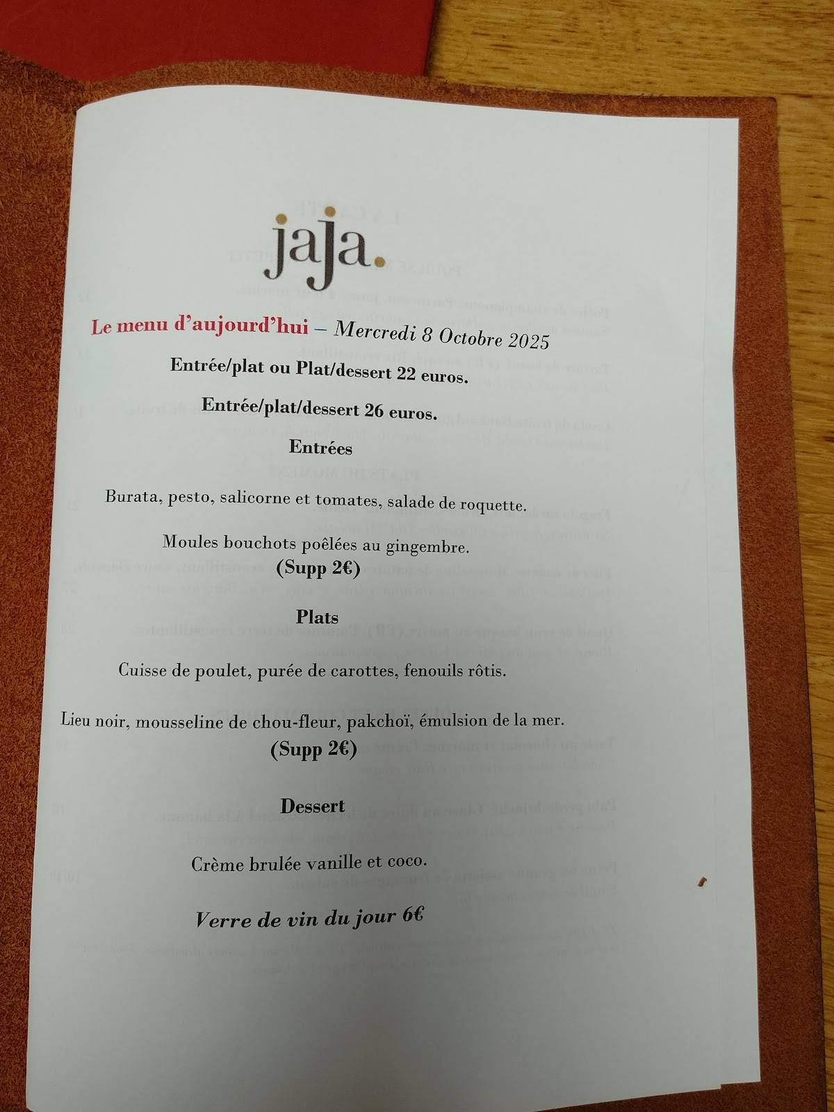 Menu de Jaja