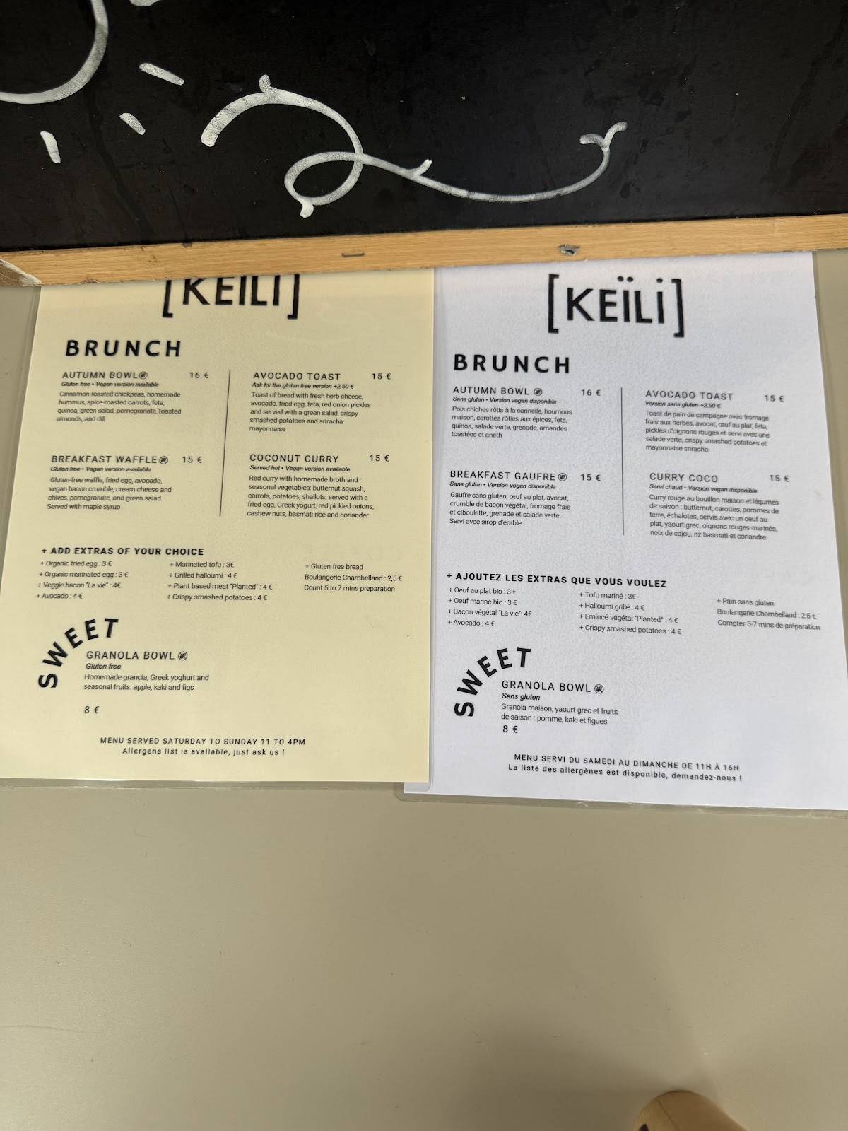Menu de Keïli