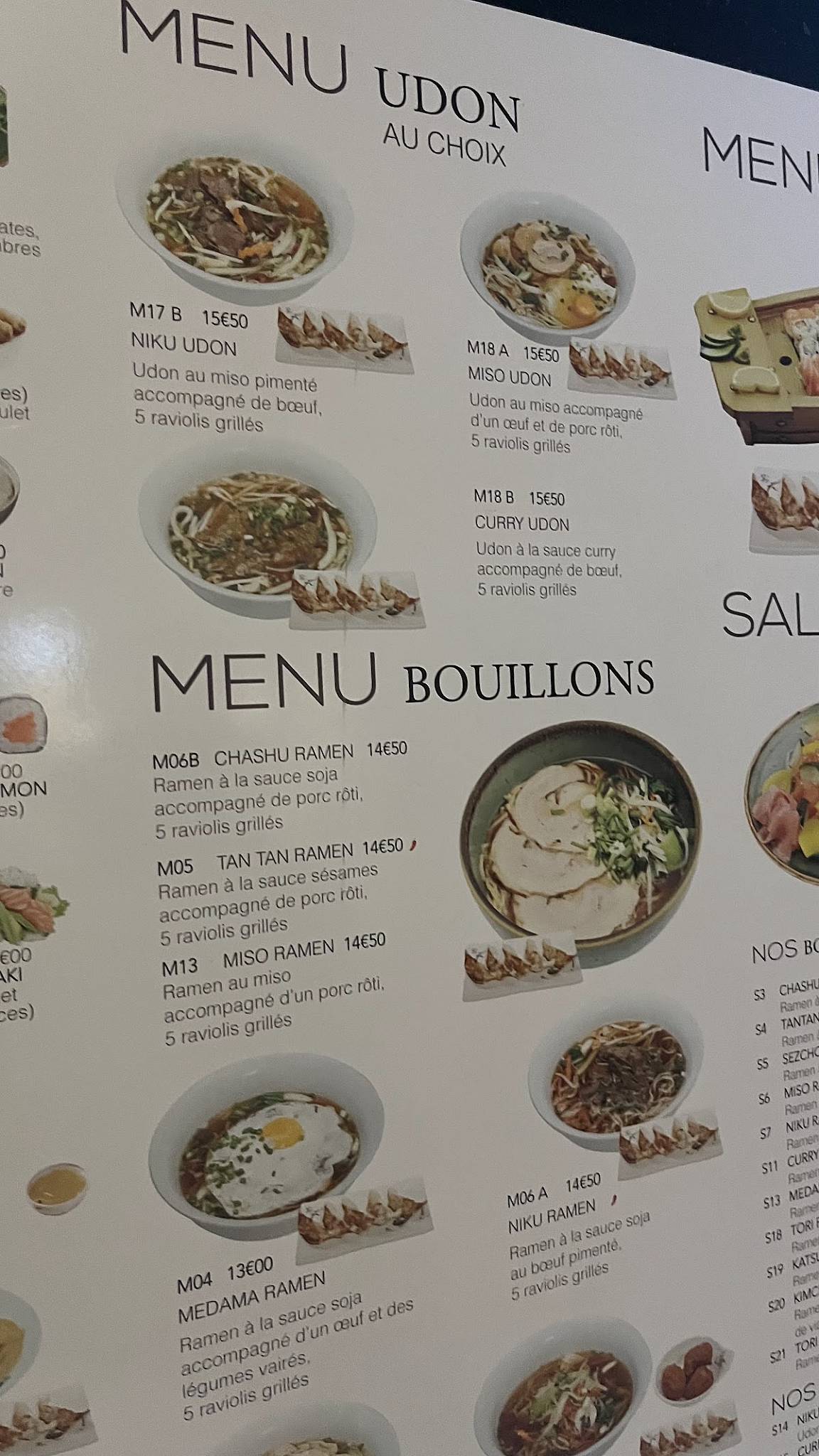 Menu de Satoshi