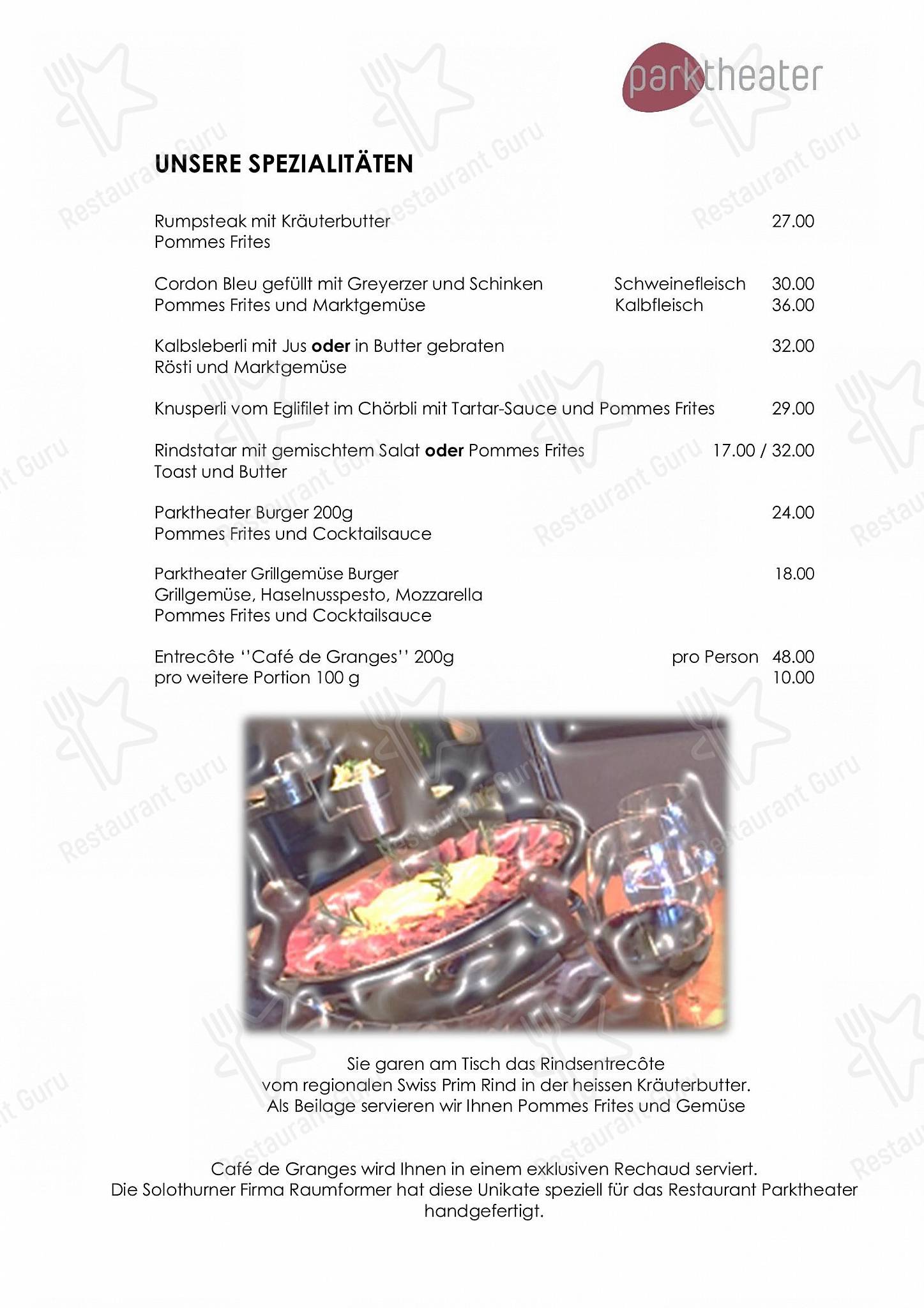 Коктейльная карта per Parktheater Gastro AG ristorante