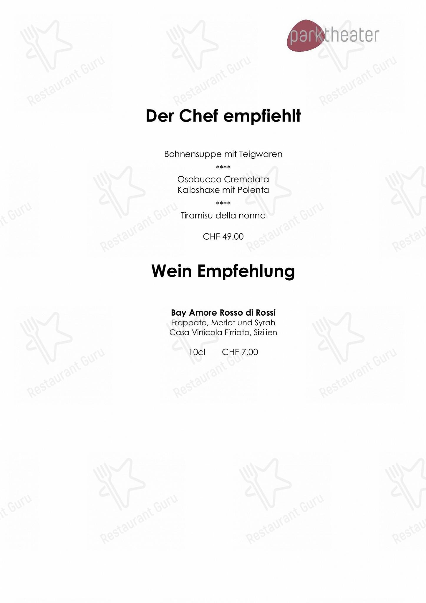 Коктейльная карта per Parktheater Gastro AG ristorante