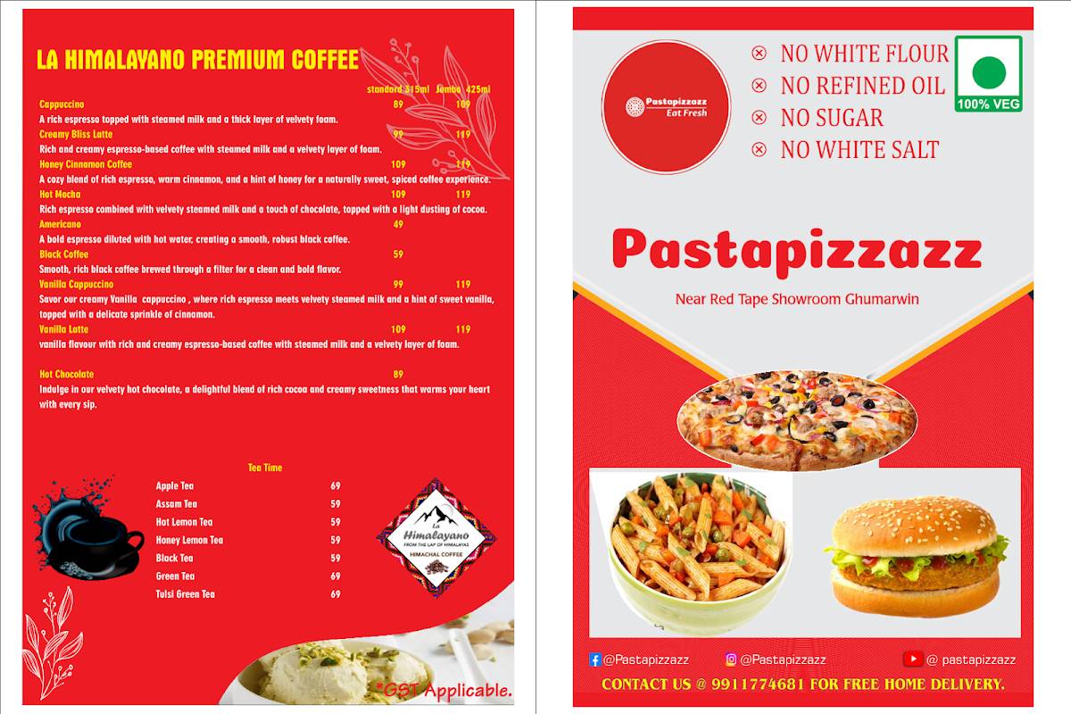 Pastapizzazz menu