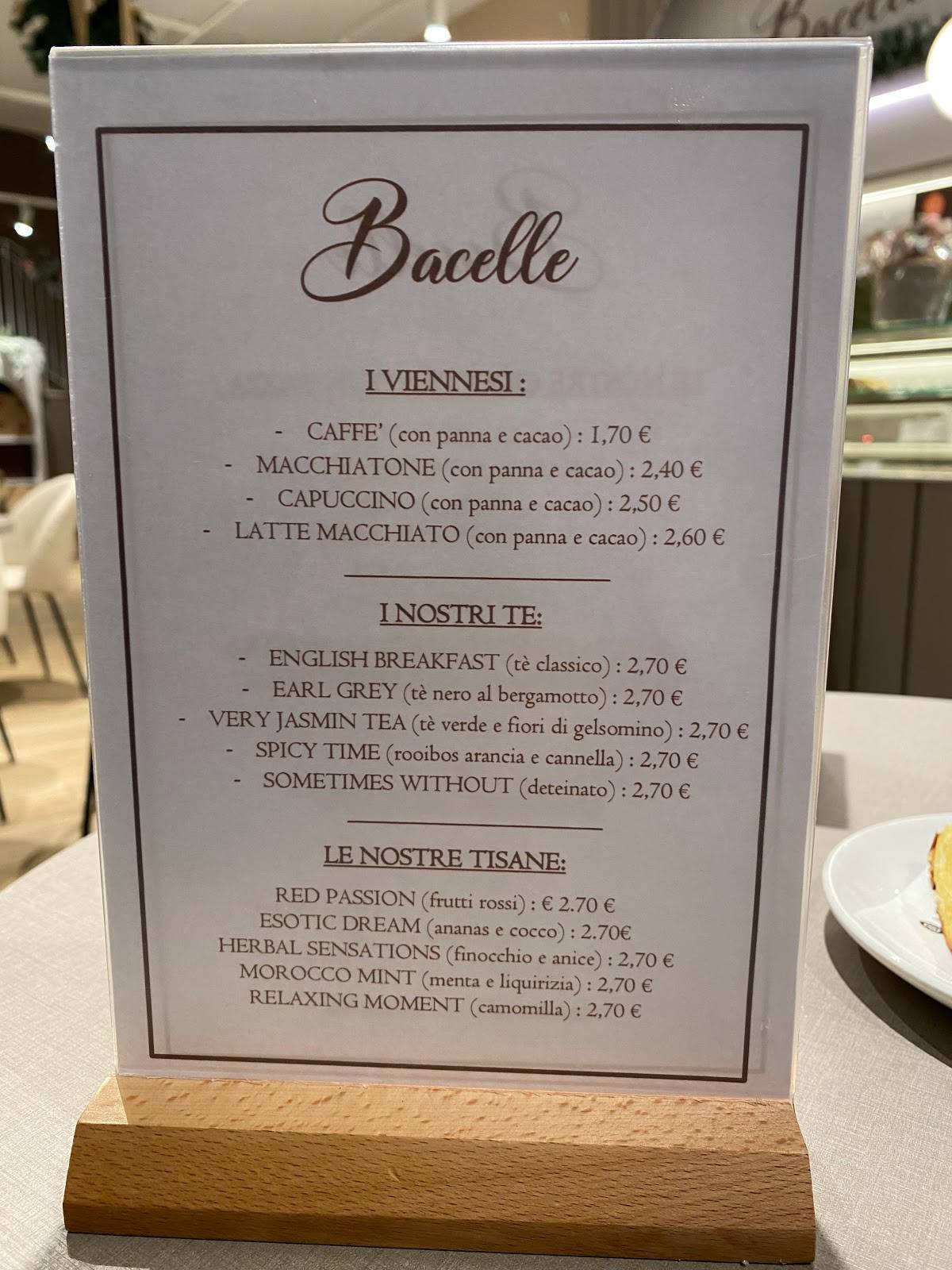 Menu di Pasticceria Bacelle 
