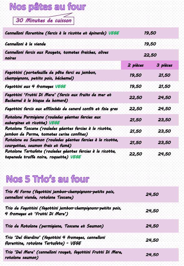 Menu de Pastissimo