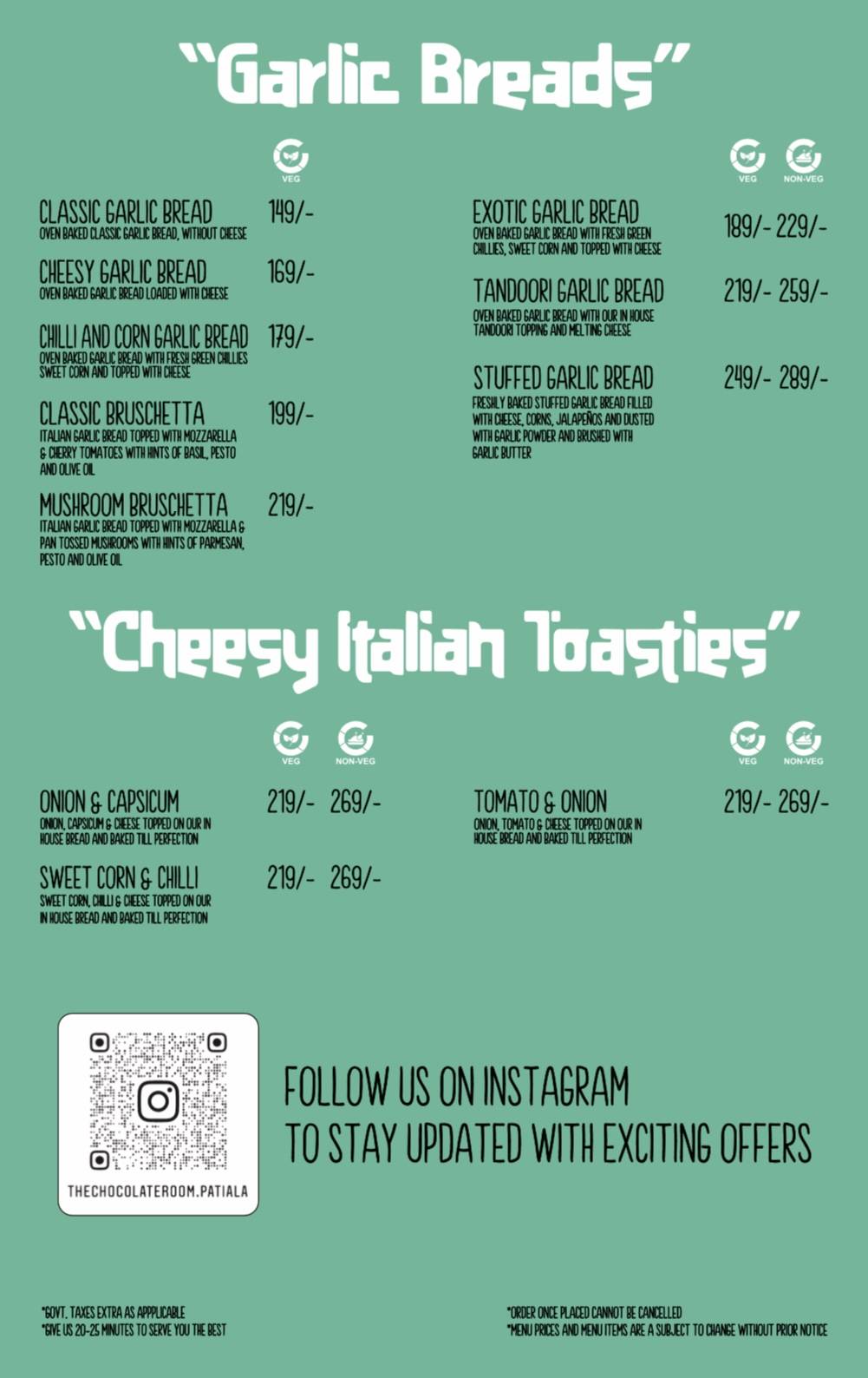 the chocolate room - Patiala menu