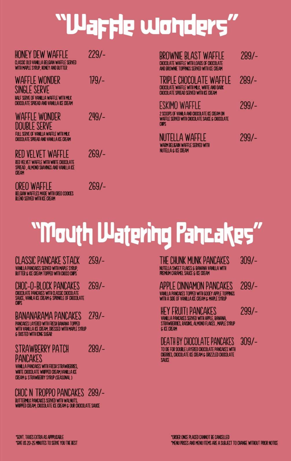 the chocolate room - Patiala menu