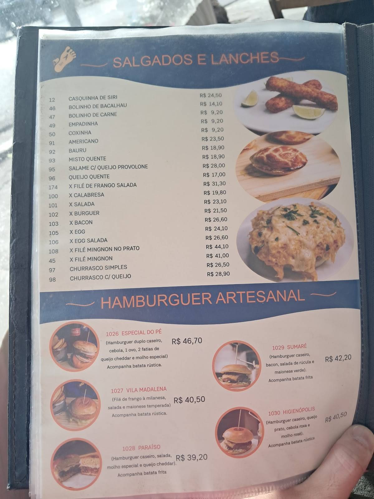 Bar Pé Pra Fora cardápio