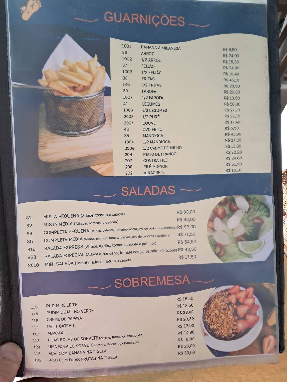 Bar Pé Pra Fora cardápio