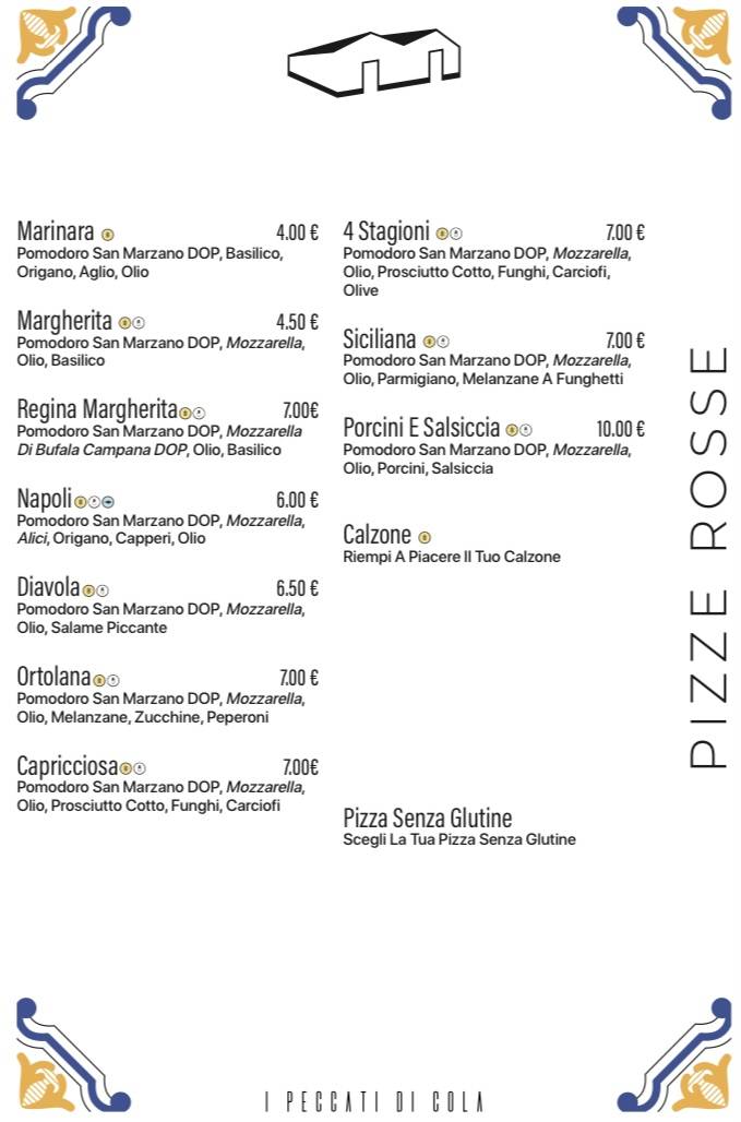 Menu di I Peccati di Cola 