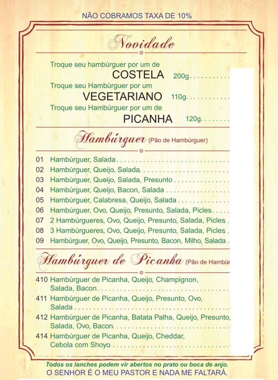 Pedrão Lanches cardápio