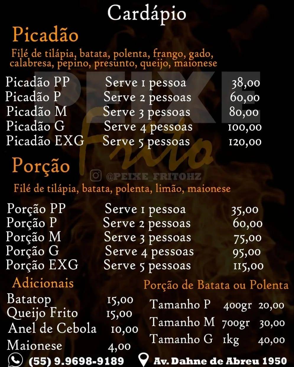 Peixe Frito Horizontina cardápio