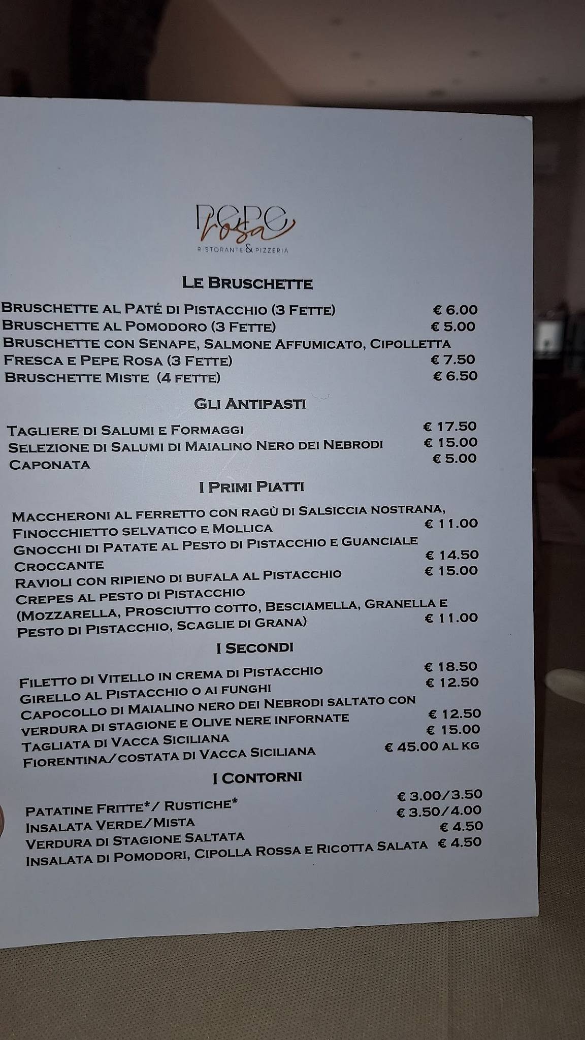 Menu di Pepe Rosa 