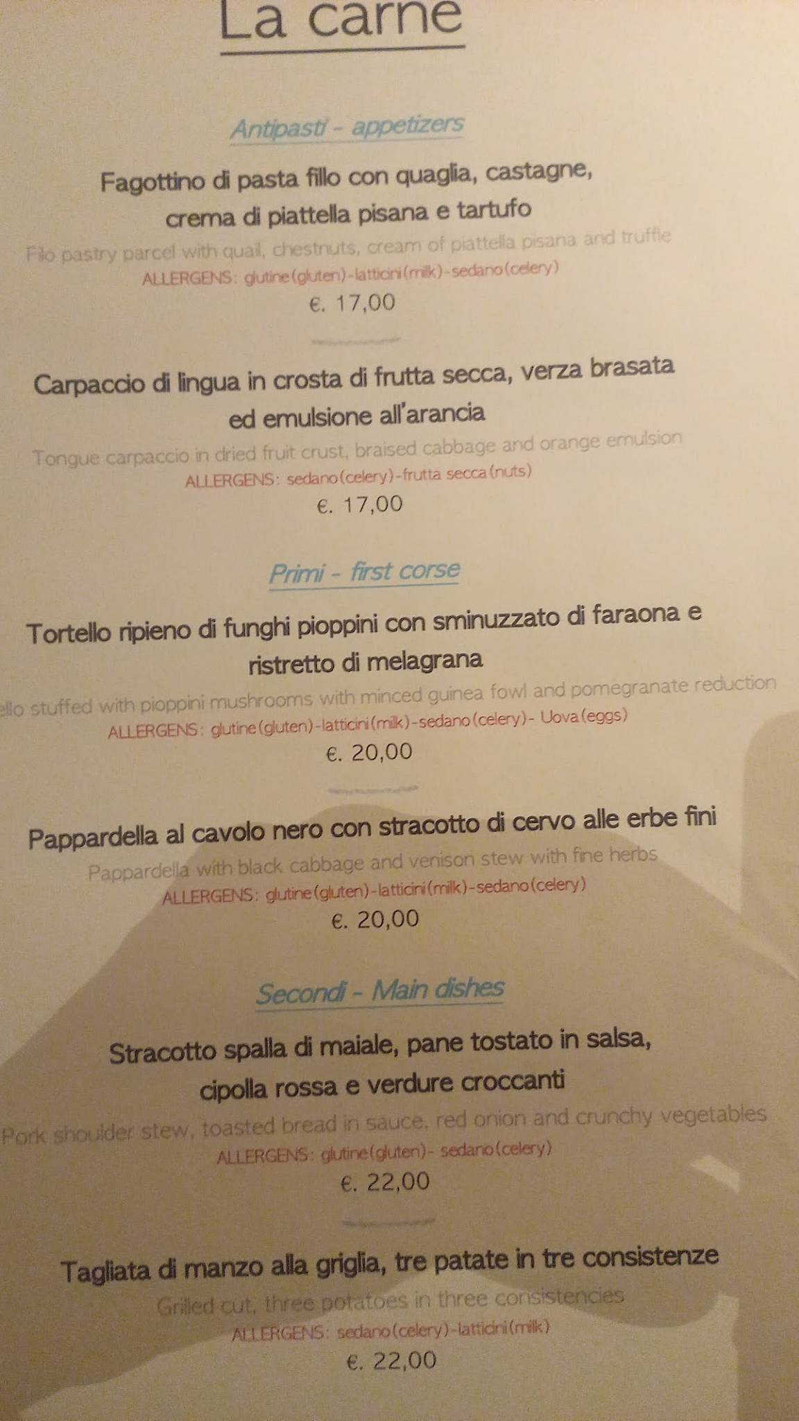 Menu di Pepenero 
