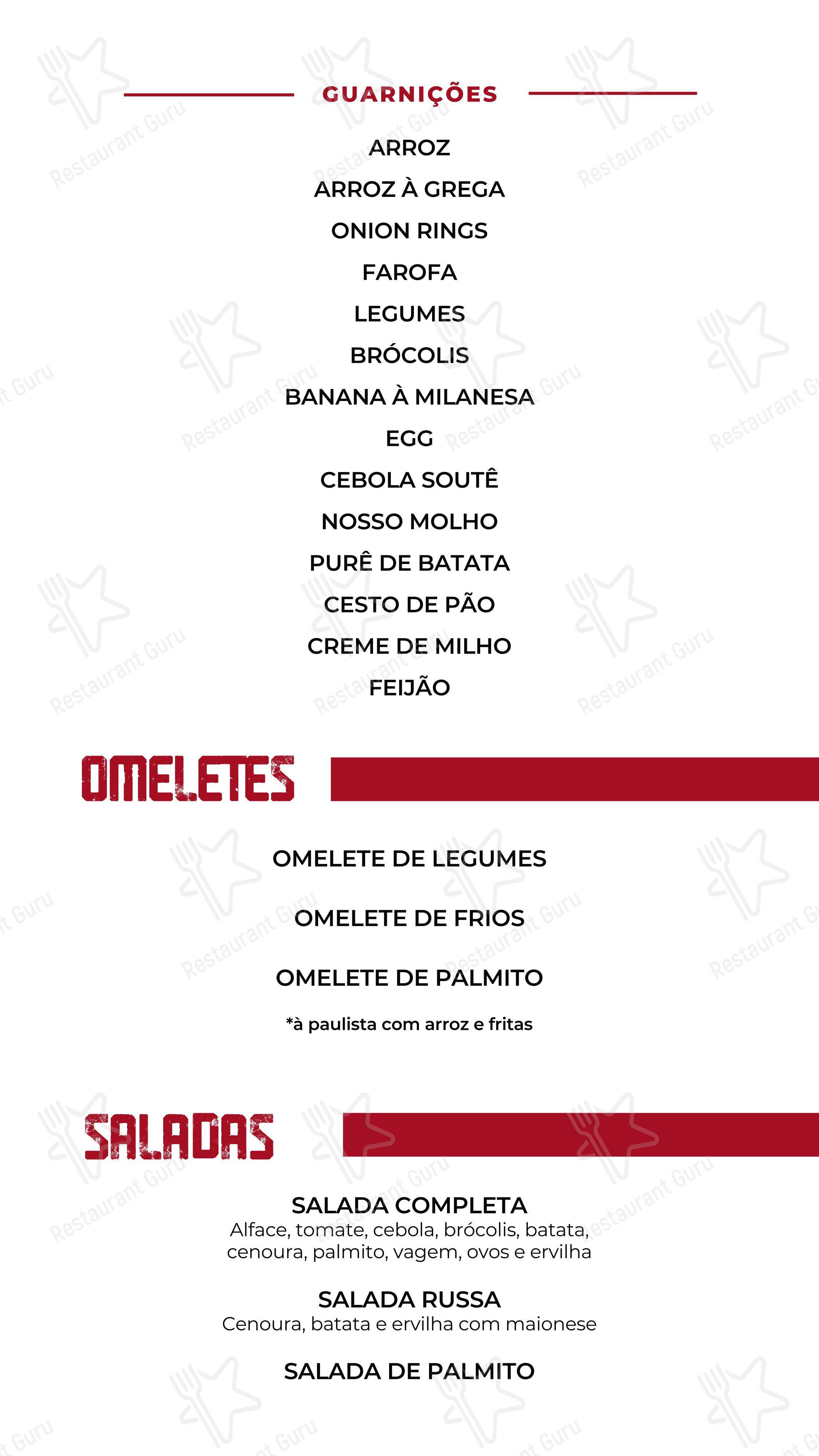 Restaurante, Churrascaria por Kilo e Lanchonete - Peru's Sandubas - Menu