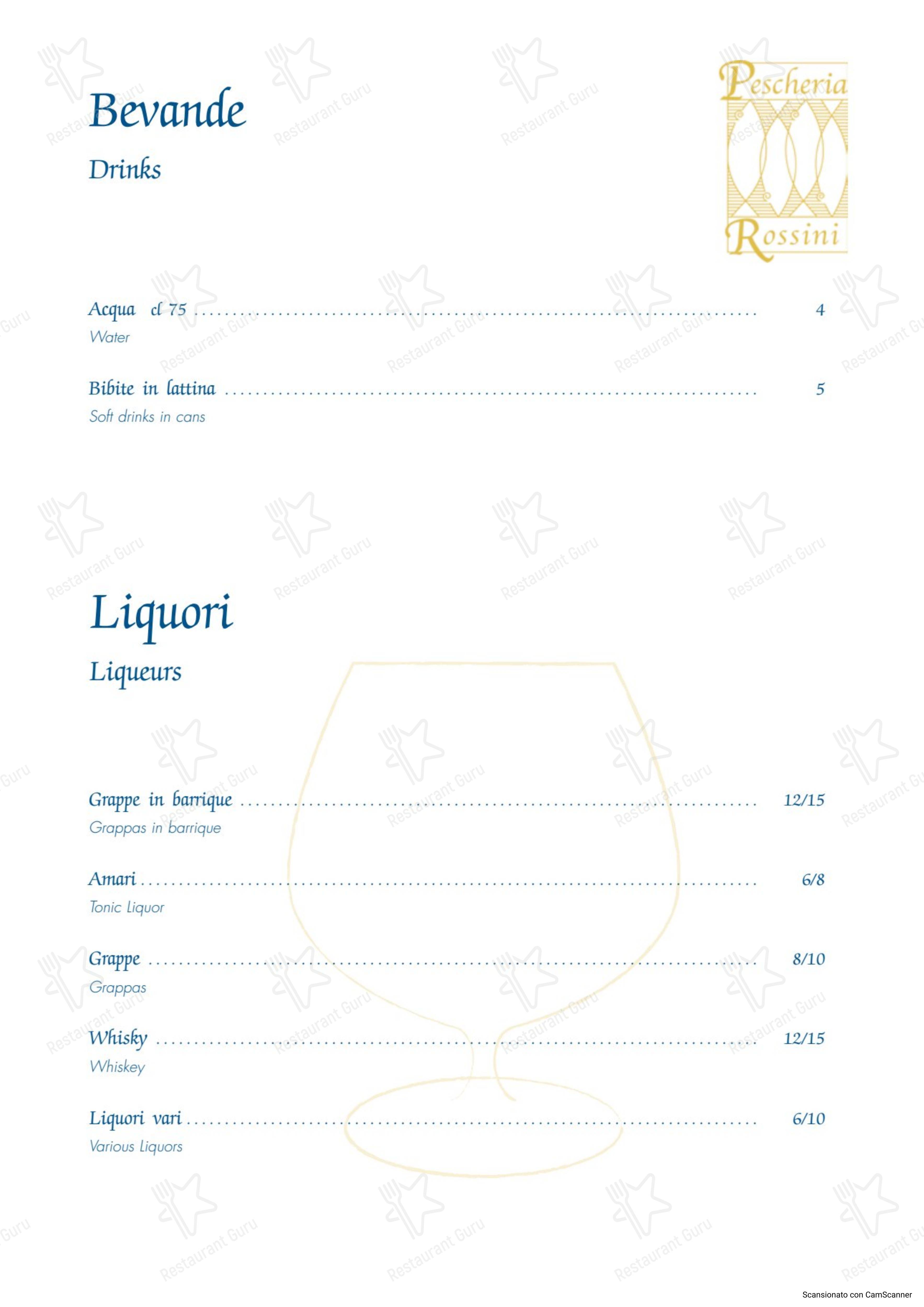 Menu pour Pescheria Rossini restaurant
