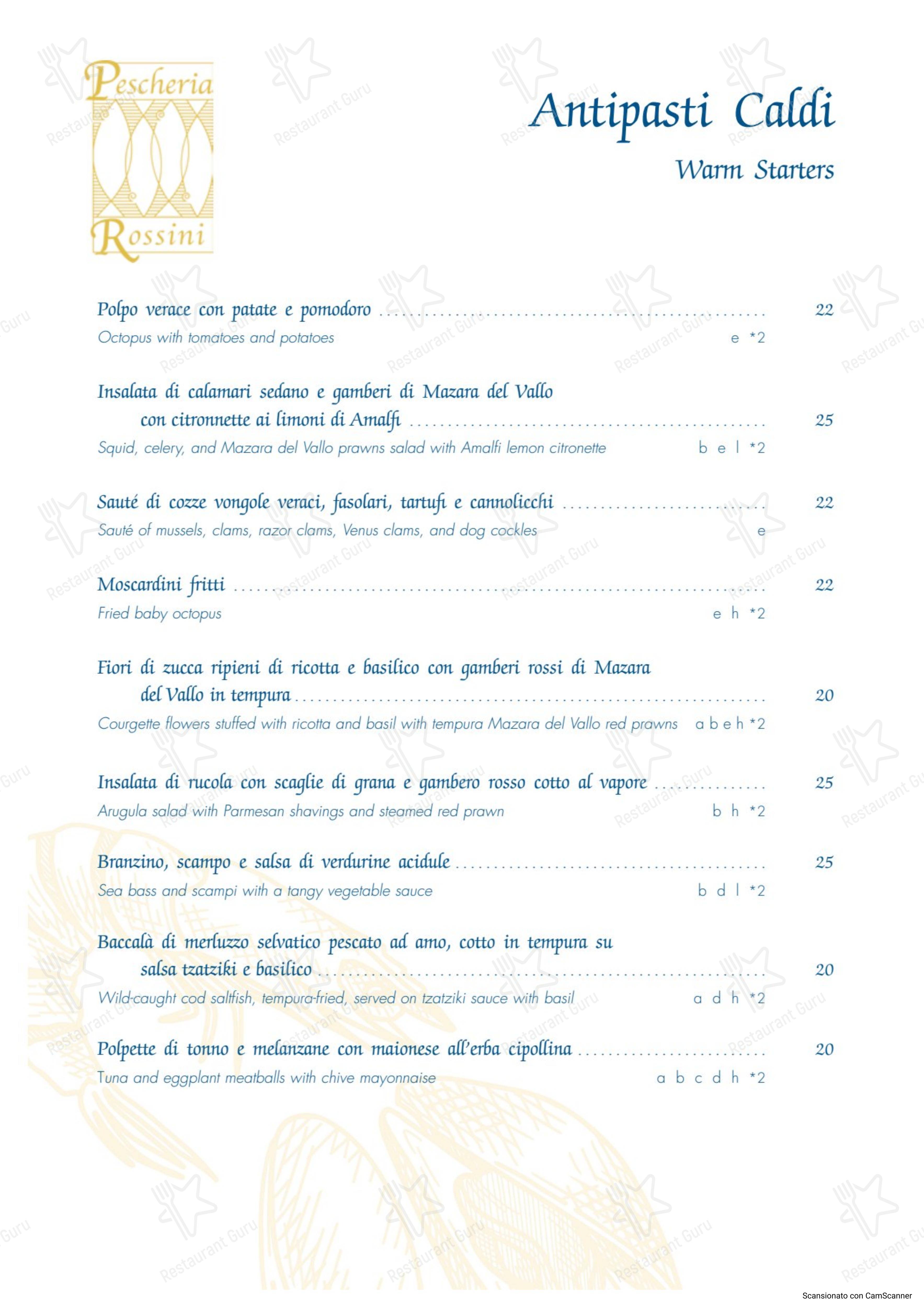 Pescheria Rossini dans Rome - Menu