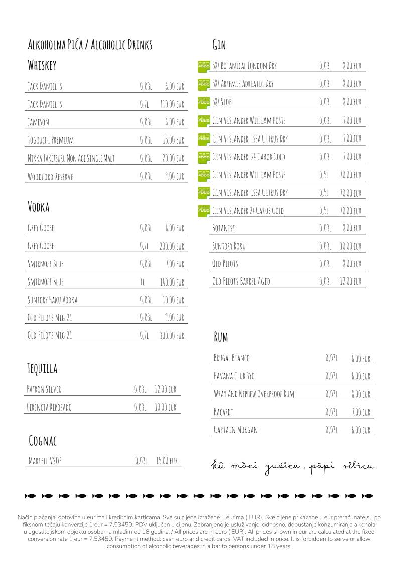 Menu di Peškarija Sushi Bar 