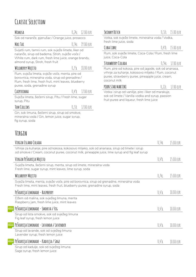 Menu di Peškarija Sushi Bar 