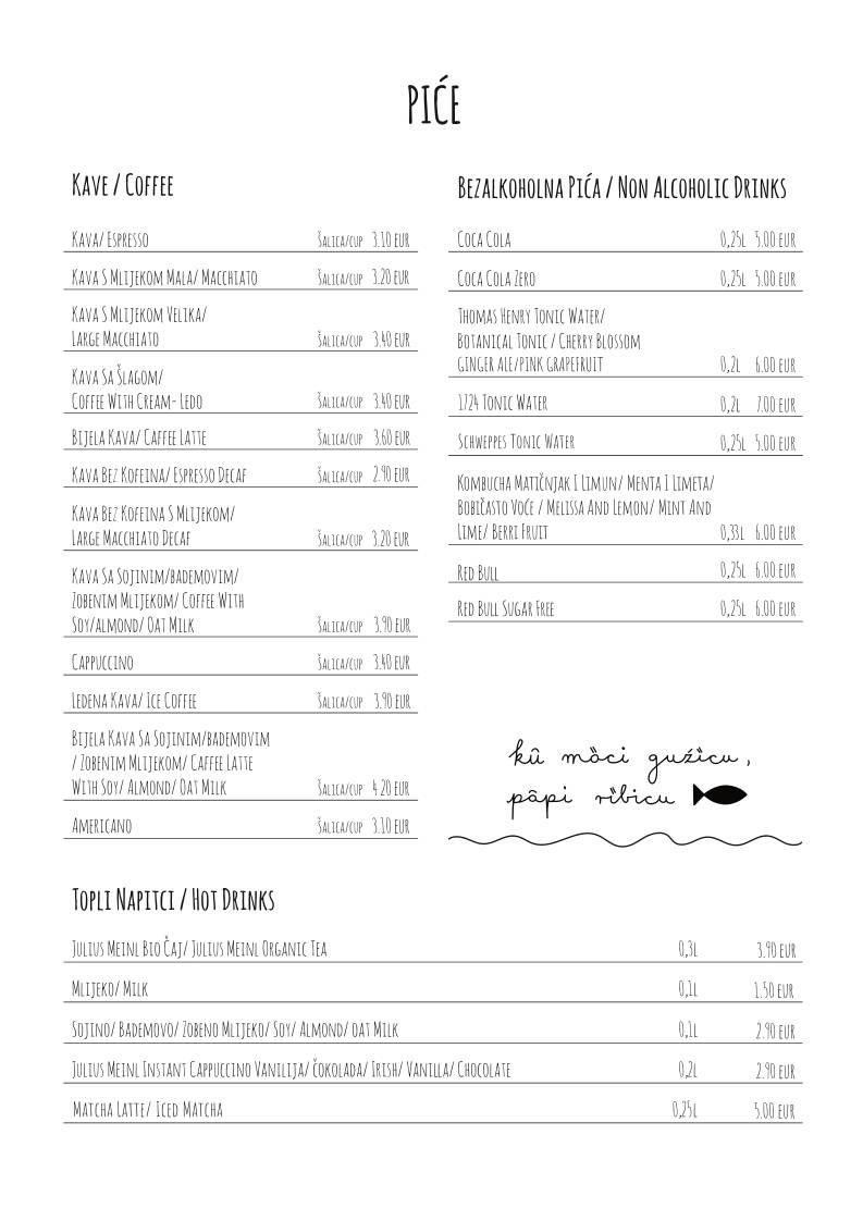 Menu di Peškarija Sushi Bar 
